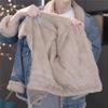 Girls Plus Velvet Denim Jackets Winter Thick Warm Coats Kids Padded Parka Children Loose Lapel Outerwear Cold Snowsuits