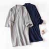 2026 Japanese-style Kimono Spring and Summer New 100% Cotton Crepe Thin Nightgown Men Bathrobe Robe Home Service Pajamas