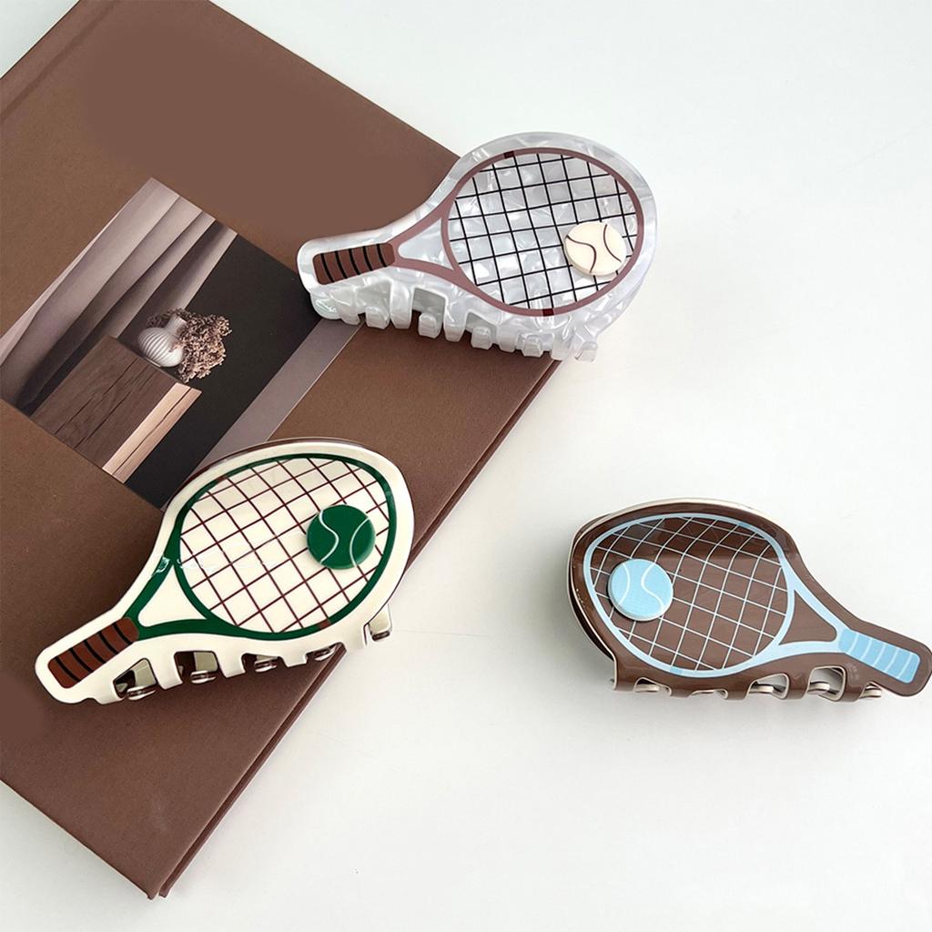 Creative Tennis Racket Hair Clip For Sport Enthusiasts PVC NonSlip Hair Claw Clip Athlete Theme Hair Styling Accessories