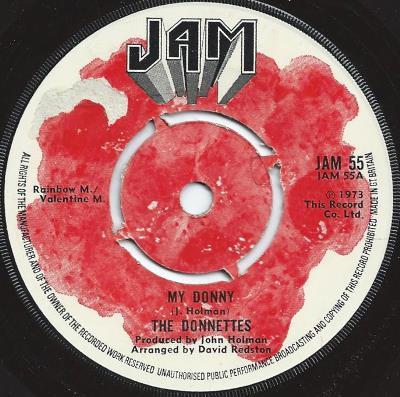 

7inch Record DONNETTES - My Donny JAM55 Jam 1973 UK Blues Used