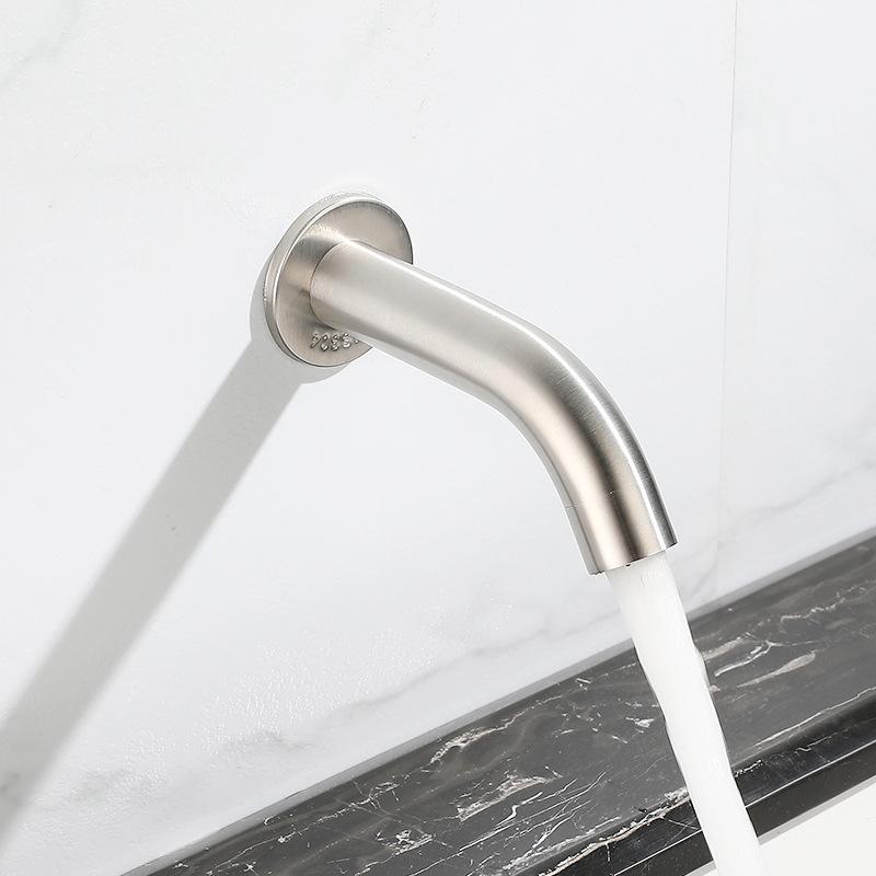Bathroom Faucet Wall Mounted Sink Faucets Stainless Steel Cold Water Tap Touch Press Bathroom Basin Faucets Toilet Saving Tap
