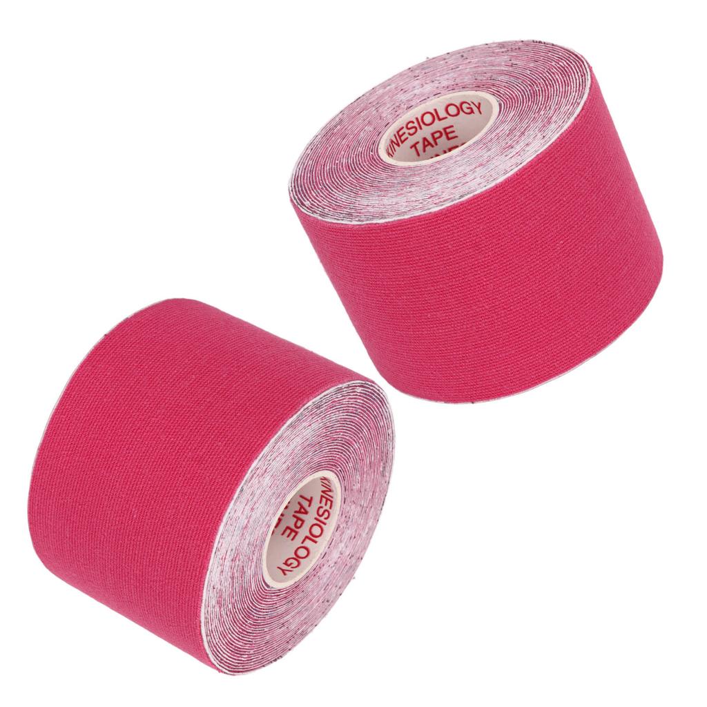 2PCS Athletic Kinesiology Tape 5cm Width 5m Length Muscle Sticker Protector for Fitness Badminton Rose Red