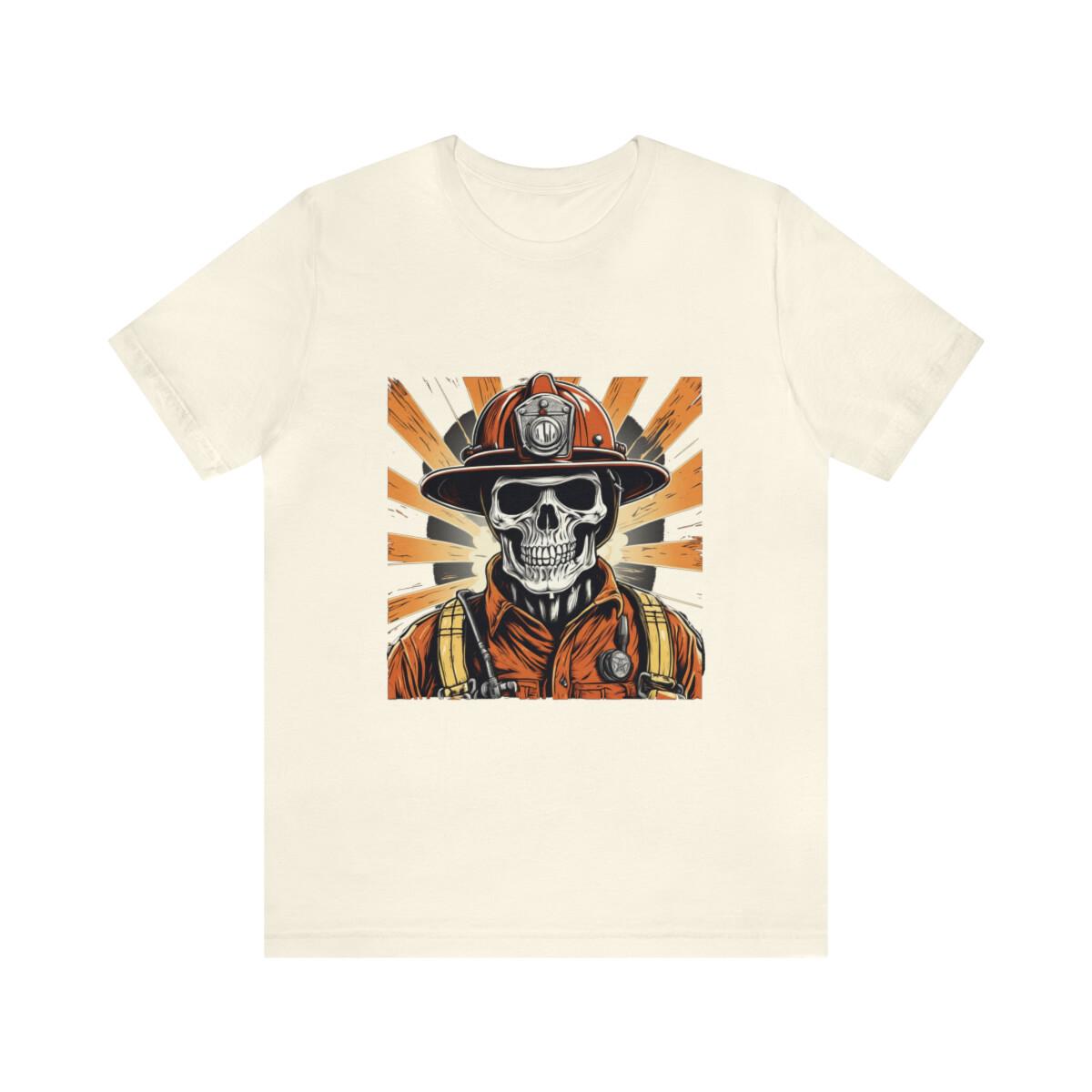 Skeleton fireman rescue halloween design gift for him husband boyfriend shirt S разноцветный