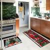 Christmas Winter Truck Tree Plaid Kitchen Rug Doormat Carpet Easy To Clean Farmhouse Style for Dining Room Bathroom Home Decor