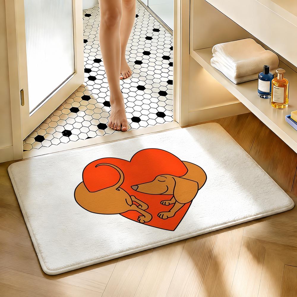 Soft Absorbent Non-Slip Rug Donut Dachshund Cartoon Floor Mat Home Decor Doormat Bedroom Floor Mat Shower Carpet