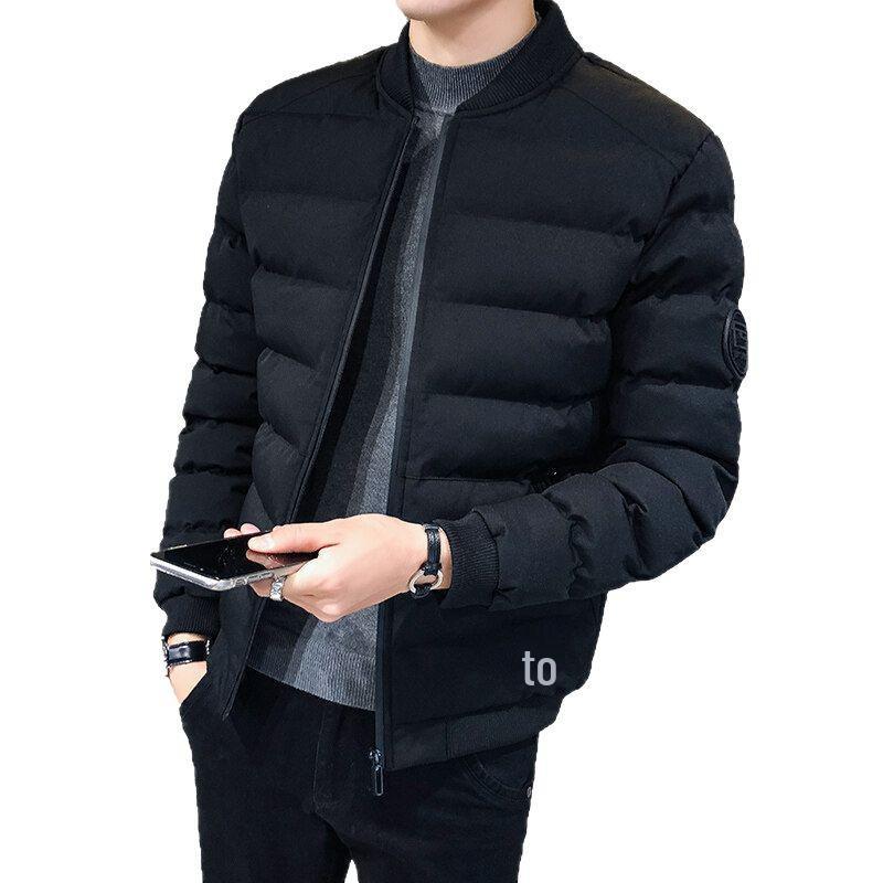 Men's Trendy Winter Short Down Jacket - Warm, Thick Baseball Collar Coat
