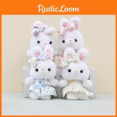 Lovely Colorful Dress Plush Rabbit Keychain Adorable Animal Doll With Soft Pp Cotton Filling