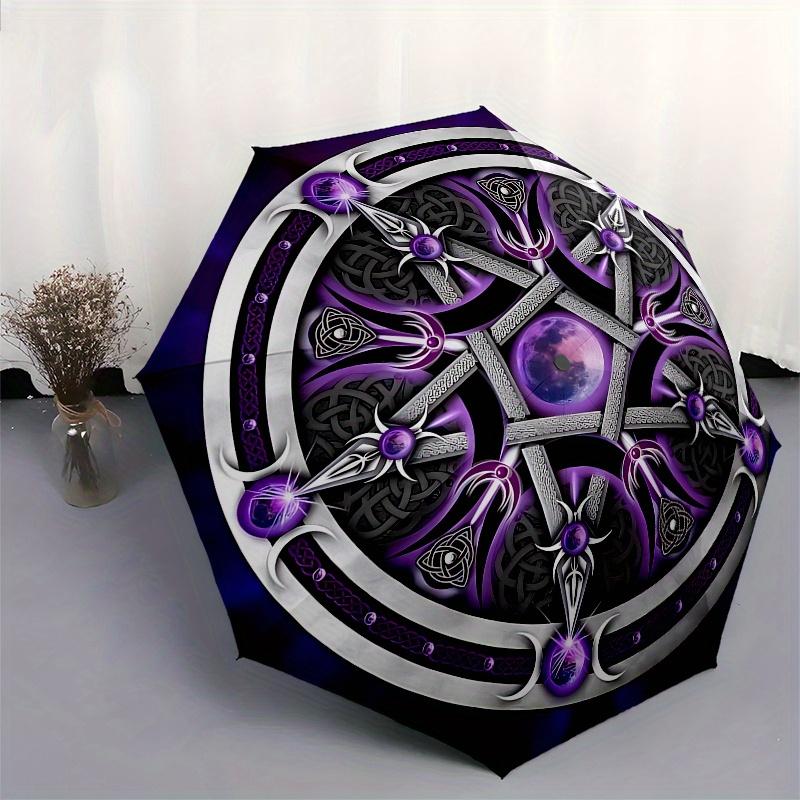 Celtic Mandala themed, Eight ribbed, Self folding Umbrella Is Suitable for Everyday Outdoor Use and Is An Ideal Gift for Friends and Family,
