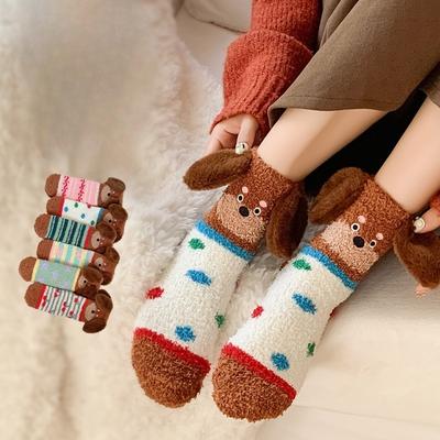 Ladies' Autumn New Cartoon Dachshund Floor Sleeping Mid Calf Socks