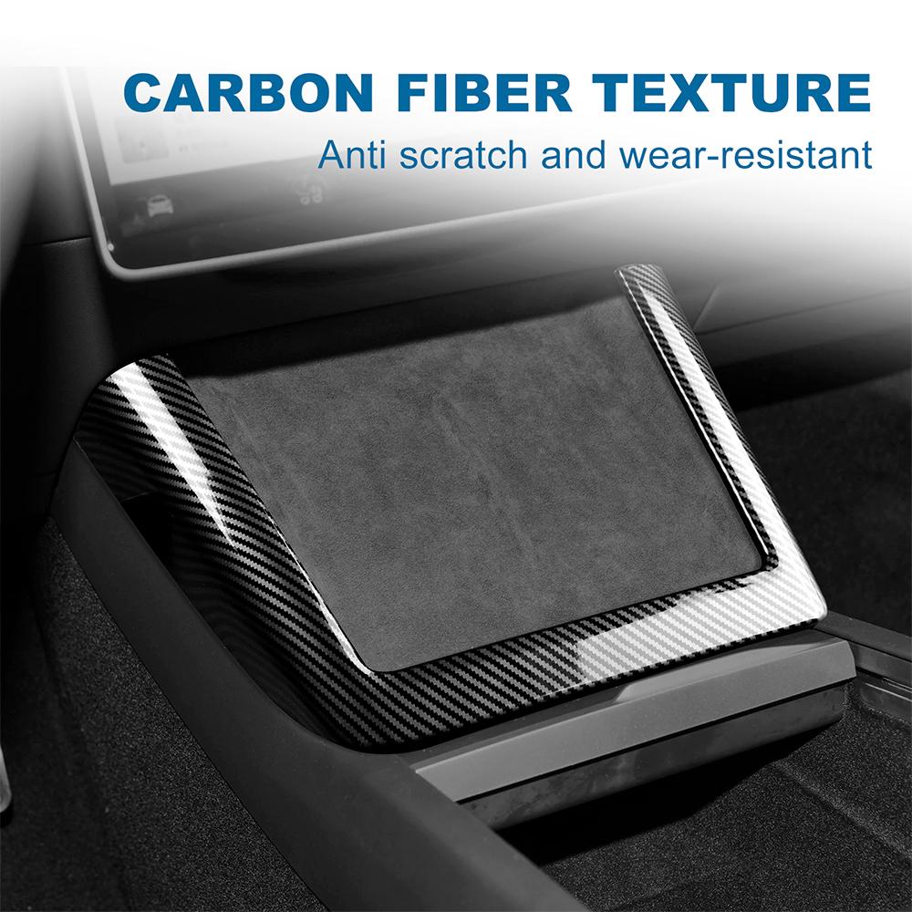 ABS Carbon Fiber Wireless Charging Frame Trim Cover For Tesla Model 3 Highland 2025 Model Y Juniper 2025 Interior Accessories