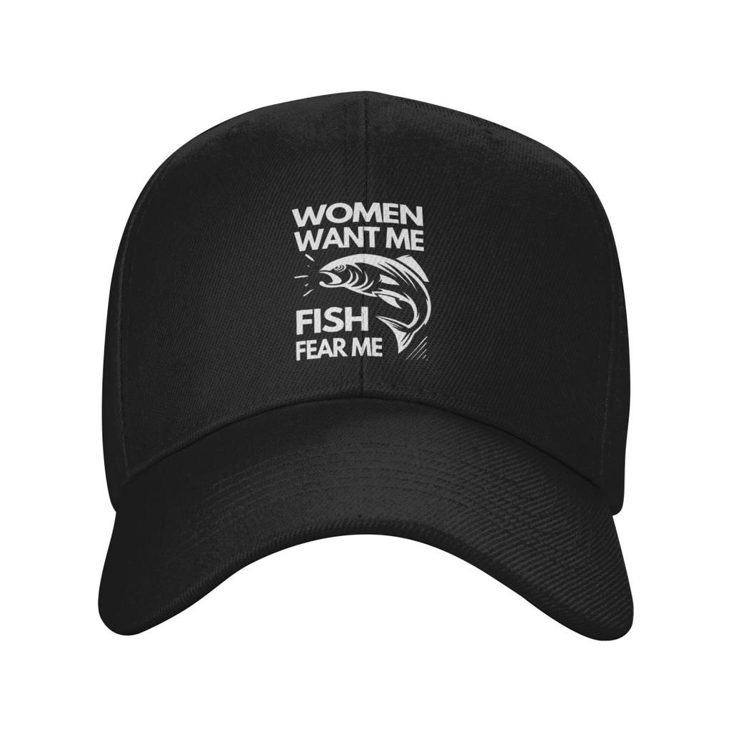 Women Want Me Fish Fear Me Print Fishing Baseball Caps Snapback Men Women Hats Casual Cap Sports Baseball Hat Casquette
