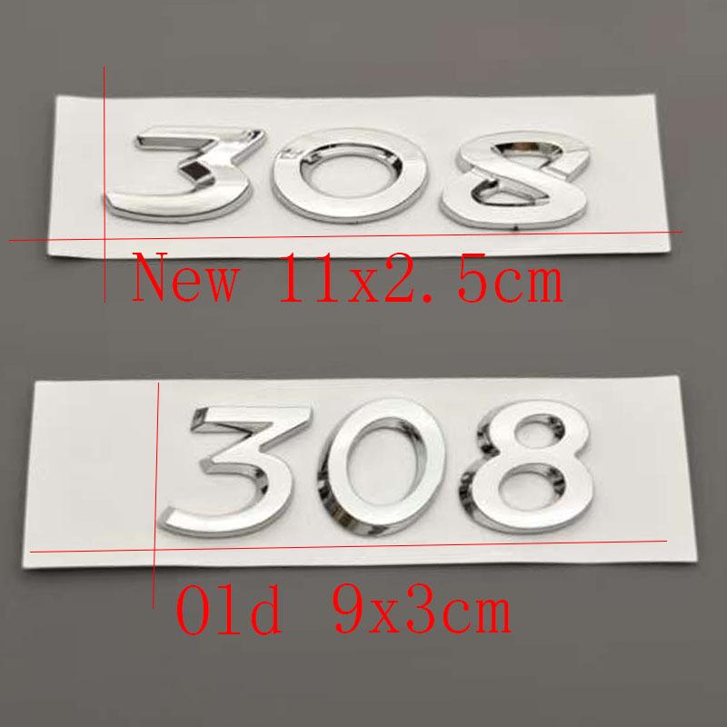 Badge Auto 3D ABS Nuove Lettere 308 Logo Emblema Cromato Nero Adesivo Decalcomania Posteriore Baule Auto Accessori Per Peugeot 308 SW GT Line