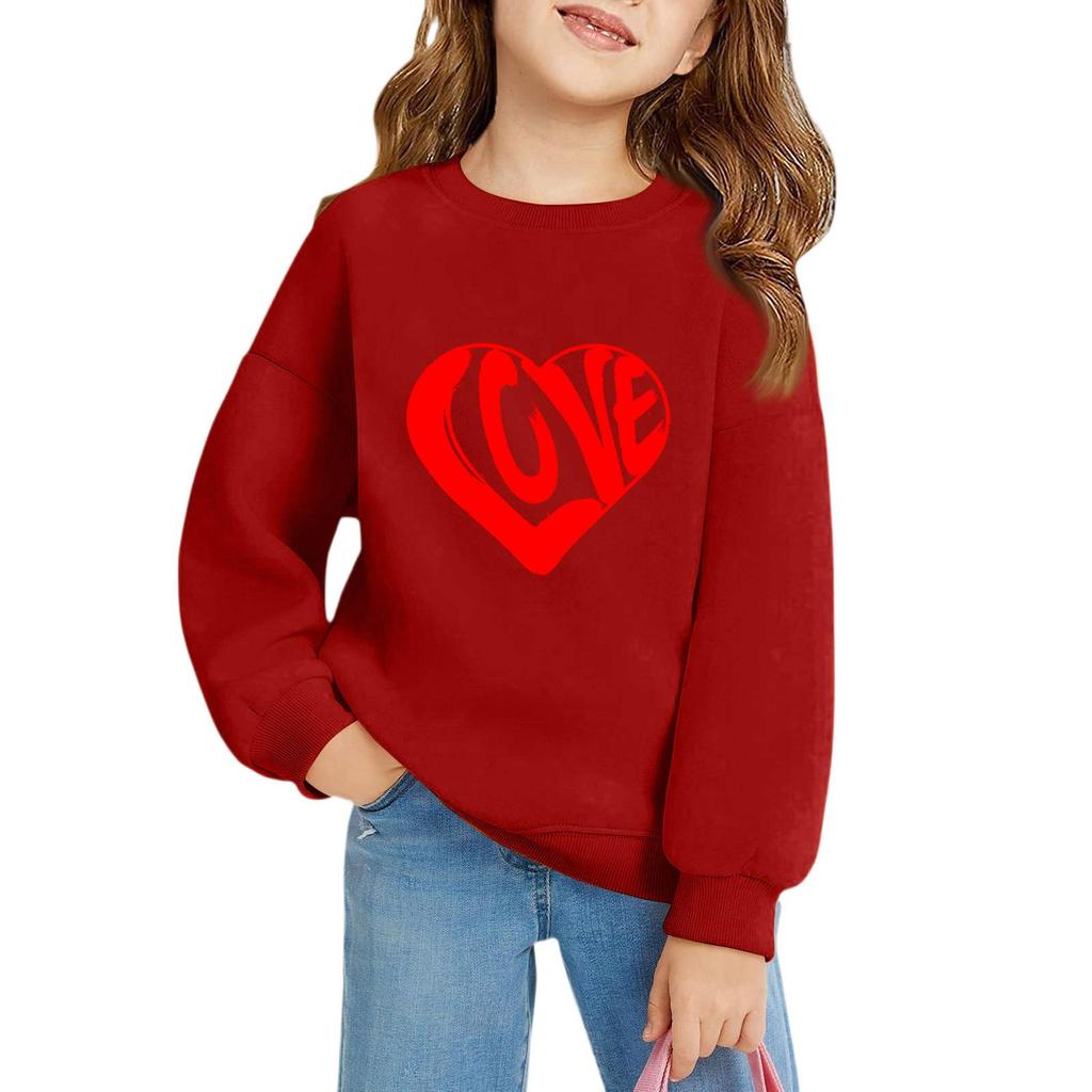 Mädchen Rundhals-Pullover für Kinder Bedruckte Baby-Oberteile Valentinstag