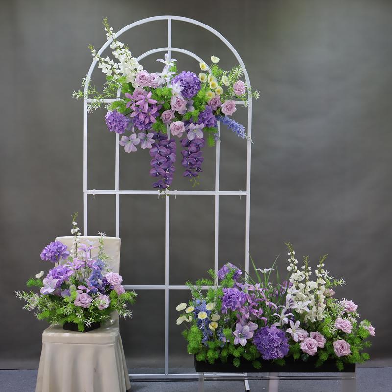 Mori Style Silk Floral Aisle Decoration In Blue & Purple