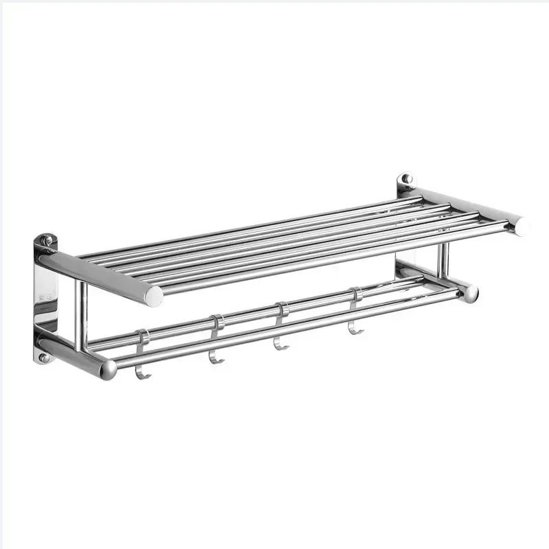 40/50/60cm Towel Rack with  Movable Hooks Steel Bathroom Kitchen Towel Holder Wall Mounted Towel Rack for Home Hotel Accessories