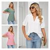 Women's V-neck Tops Short Sleeve T-shirts With Cut Out Lace Detail