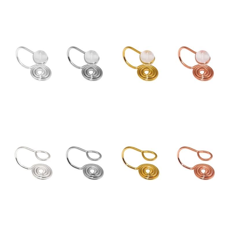 10 Pairs Hypoallergenic Clip-on Earrings Converter Round Flat Back Coil Earring Clip Converter for None Pierced Ears