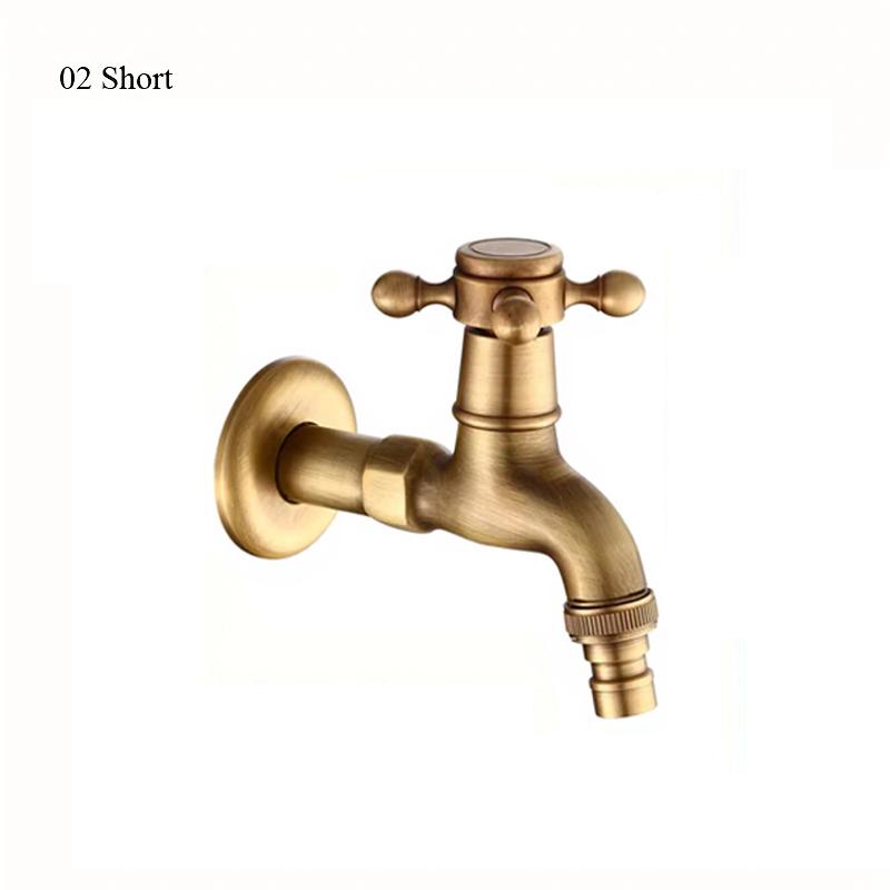Long Garden Use Bibcock Faucet Tap Crane Antique Brass Finish Bathroom Wall Mount Washing Machine Water Faucet Tap