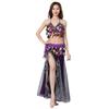 Bauchtanz Set für Damen Bühnenoutfit Sexy Quasten BH Pailletten-Hüftkette Chiffonrock 3-teilig Bauchtanz Performance Kostüm