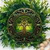 Vintage Green Tree of Life Metal Art Decor 8 Inch Wall Plaque for Home Office Cafe Halloween