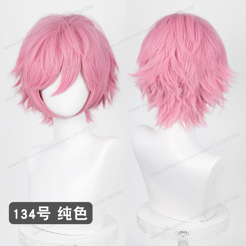 Anime Upgraded 32cm Short Flipped Ends Cosplay Wig Green Blue Purple Pink Man Women Heat Resistant Synthetic Hair