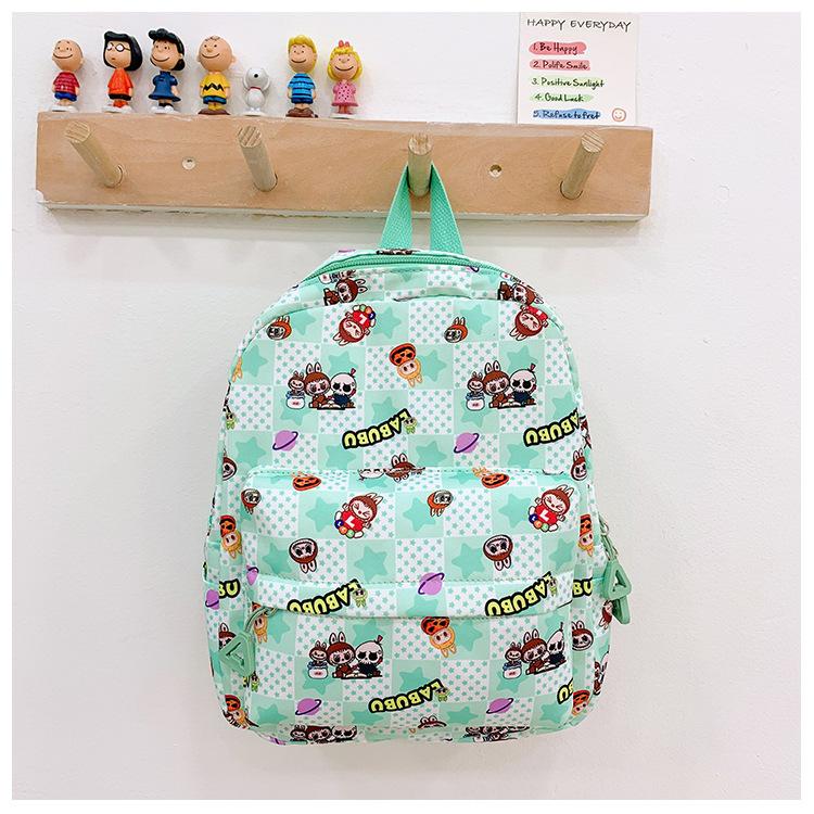

School bag 2025 spring double shoulder school bag cartoon cute load reduction backpack rabub leisure bag Small зелёный