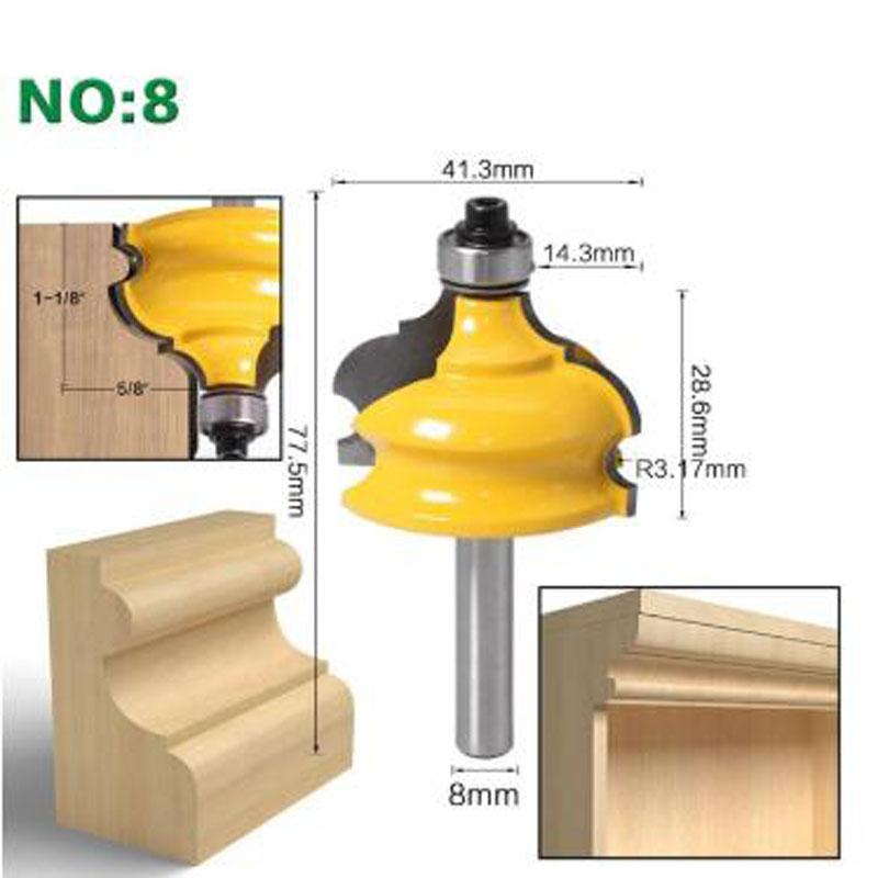 1PC 8mm Gambo Involucro e Base Stampaggio Router Bit Set CNC Linea coltello Taglierina per la lavorazione del legno Tenone Cutter per Strumenti di lavorazione del legno
