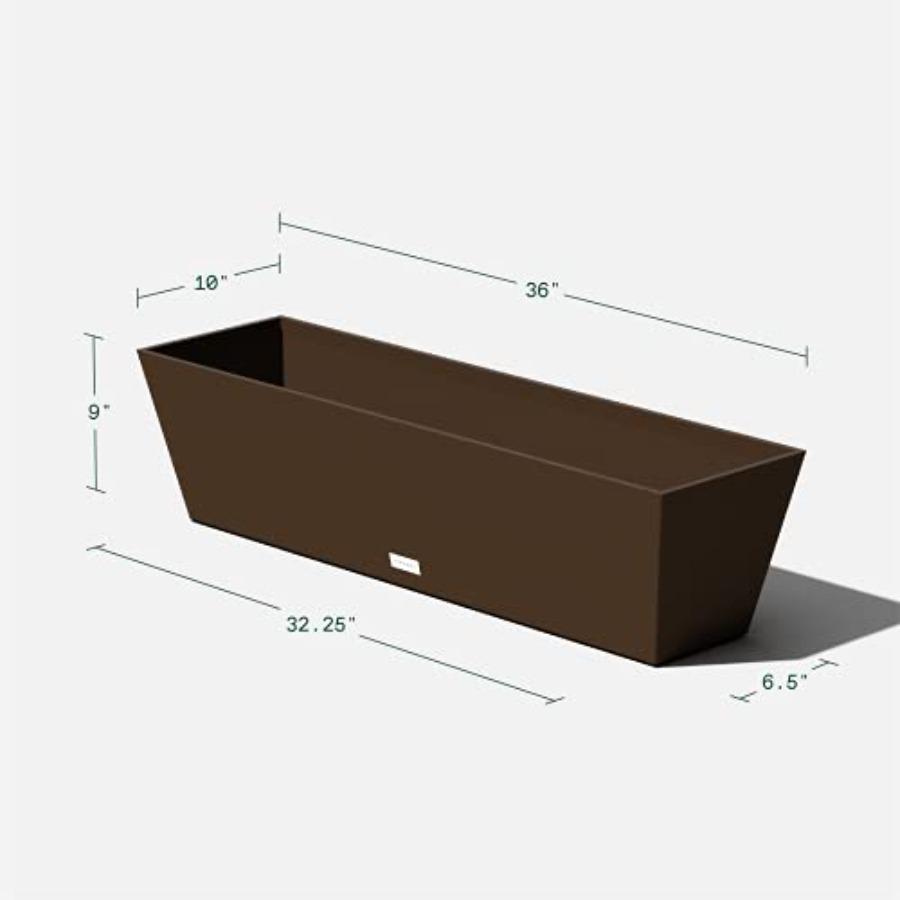 Pure Series Long Rectangular Window Box Planter for Indoor Outdoor Windowsill Balcony Durable All-Weather Planter with Drainage
