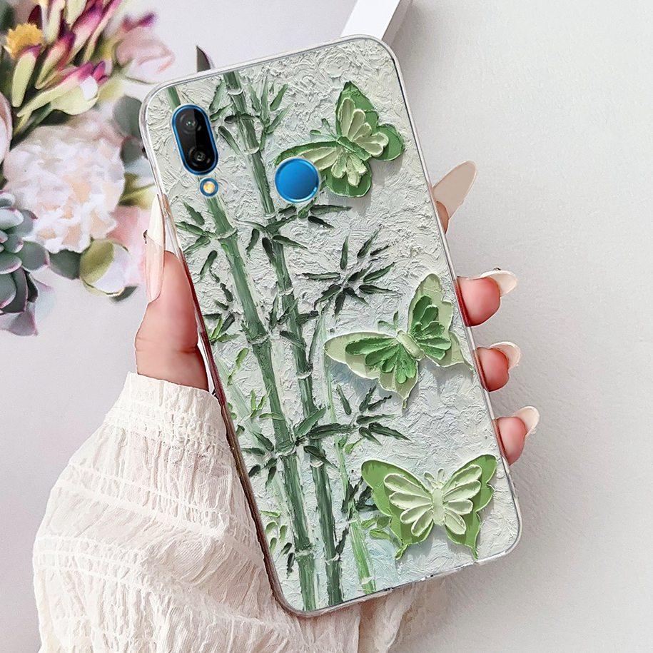 Für Huawei P20 Lite Hülle Beliebte Blume Schmetterling Weiche Klare Silikon Handy Rückseite für Huawei P20Lite Nova 3e ANE-LX1 Bumper