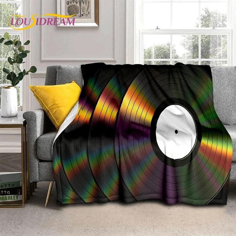 Vinylová deska Hudba DJ Displej Páska Měkká flanelová deka na postel Ložnice Pohovka Piknik, Přehozová deka na přikrytí Venkovní volný čas Dárek