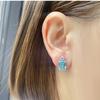 Sterling Aquamarine Stud Earrings Women 1.5ct Natural Gemstone Geometric Design Fashionable Office Jewelry