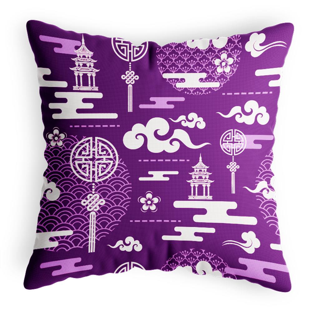 Nachtkissen Kissenbezug Mehrfarbig Baumwolle und Leinen Druck Esszimmerstuhl Rückenlehnenkissenbezug Satin Chinesischer Stil Serie Kissenbezug