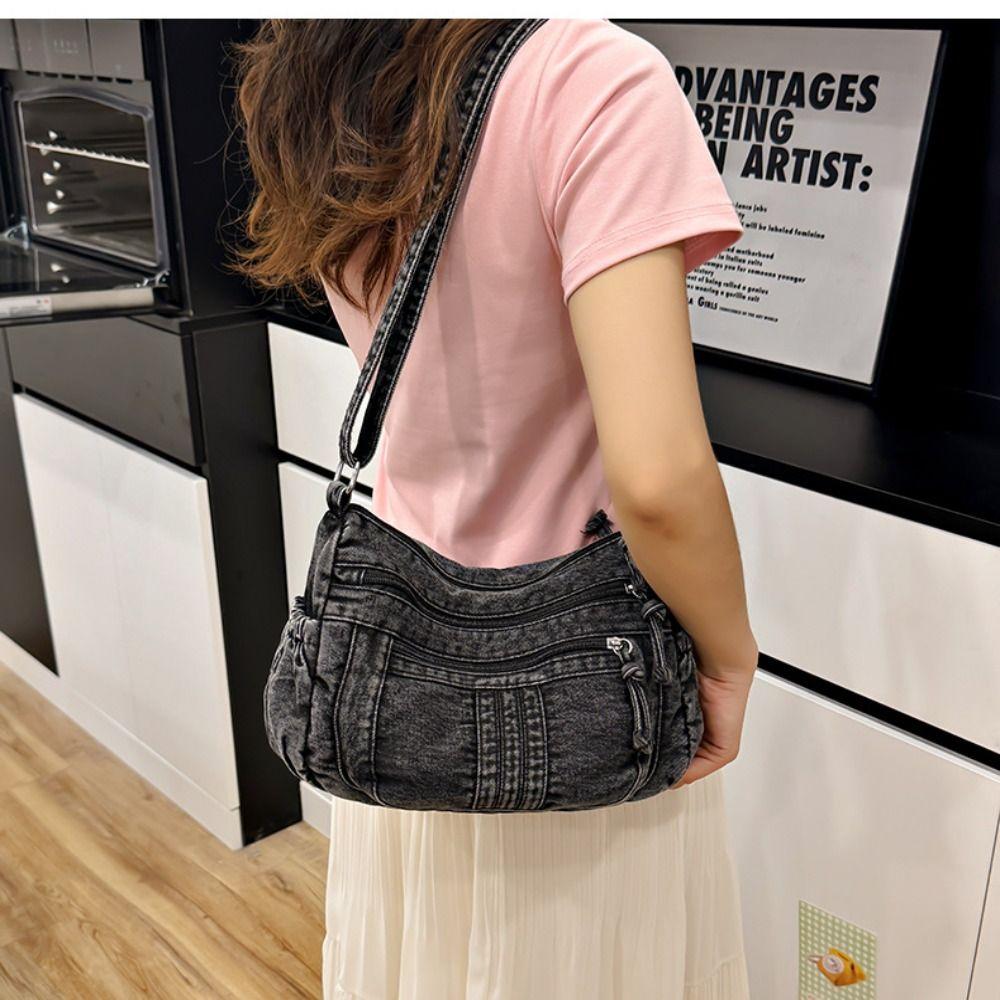 Vintage Cowboy  Crossbody Bag High Capacity Denim Shoulder Bag Women'S Armpit Bag  Girls