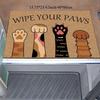 Cute Paw Print Doormat - Wipe Your Paws Lettering Non-Slip Flannel Floor Mat for RV & Home Entryway-Washable Indoor Outdoor Rug