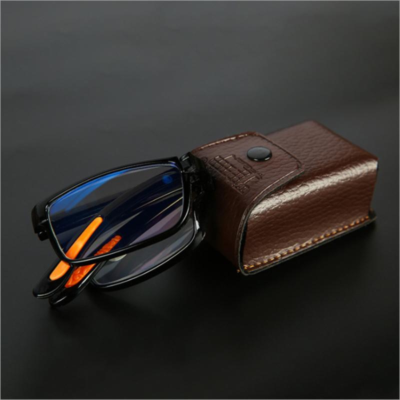 Folding Reading Glasses Men TR90 Anti-blue Light Foldable Computer Eyewear Portable Farsighted Eyewear with Case +1.0 To +4.0