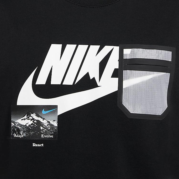 Nike Sportswear Logo Print Comfortable Crew Neck Short Sleeve T-Shirt Men Tops Black CZ4662-010