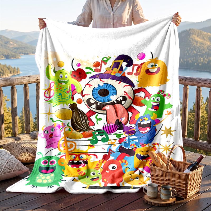 Warm Flannel Blanket My Singing Monsters Pattern, Lightweight Comfortable Throw Blanket for Bed Sofa Use