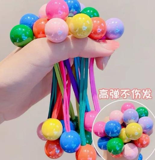 100pcs Candy Beads Hair Ties Ponytail Balls Goody Hair Elastics for Women Beads for Girls Accessories Seamless Ties