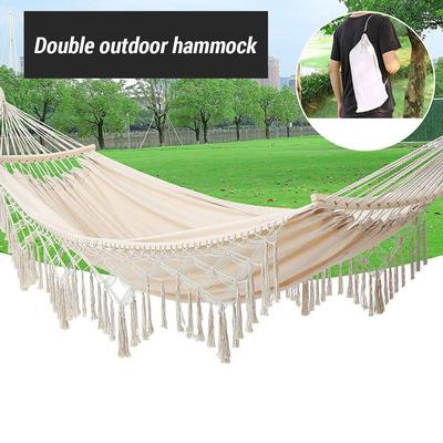 Doppelte Makramee-Hängematte, Zwei-Personen-Schaukelbett für Strand, Hof, Schlafzimmer, Terrasse
