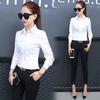 2024 Spring Women's Slim Fit Solid Color Long Sleeve Korean Style Single-Breasted Shirt