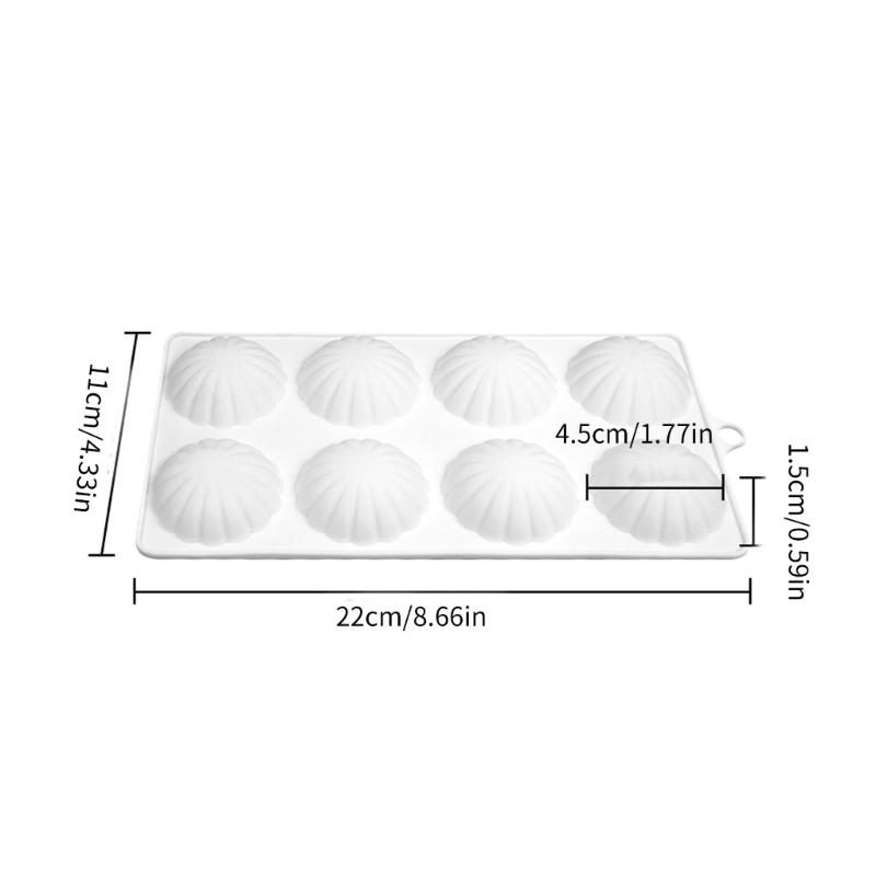8-cavity Semicircular Petals Mold Baking Tool for Making Chocolate Fondant