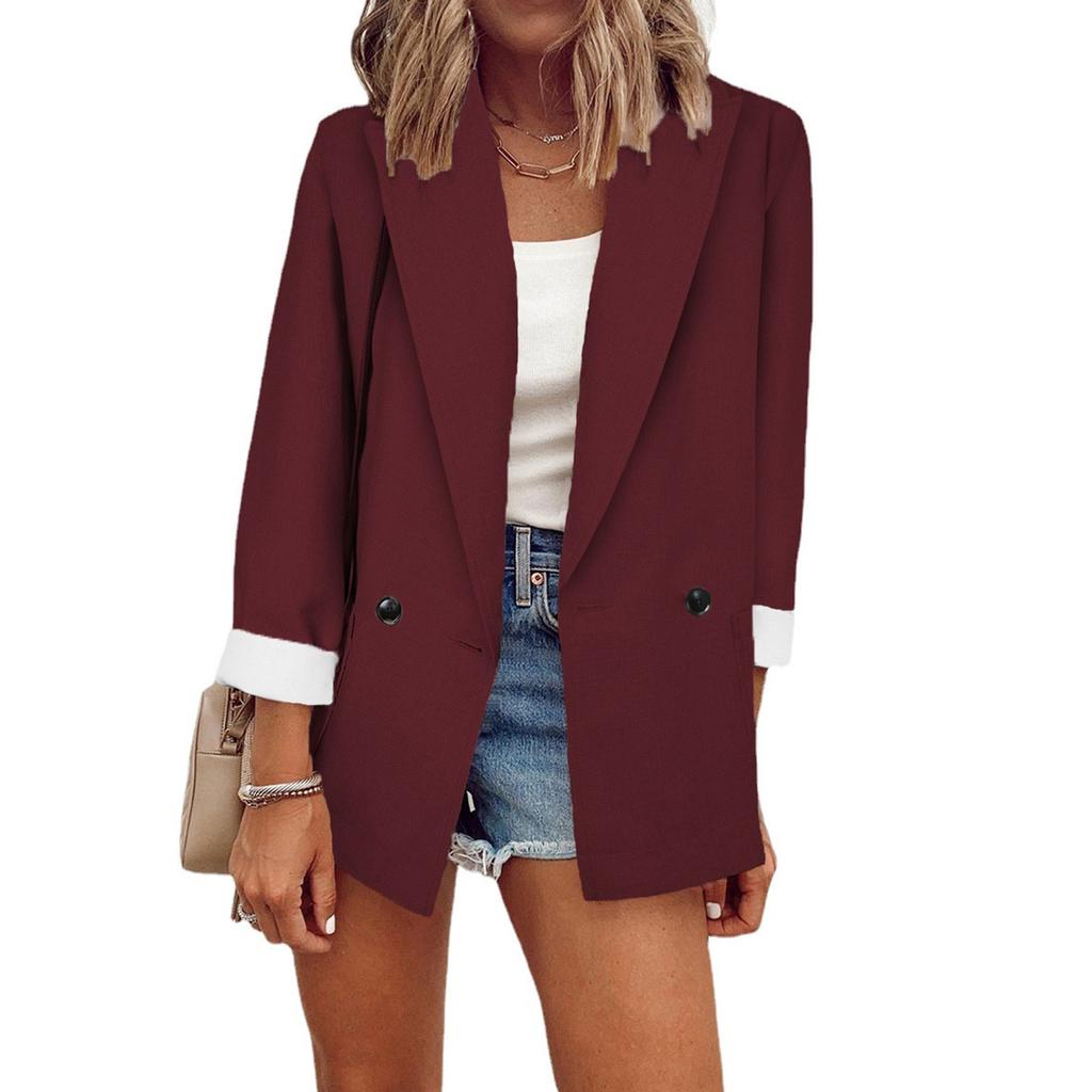 Women's Casual Lapel Open Front Cardigan Long Sleeve Work Suit Jacket Coat