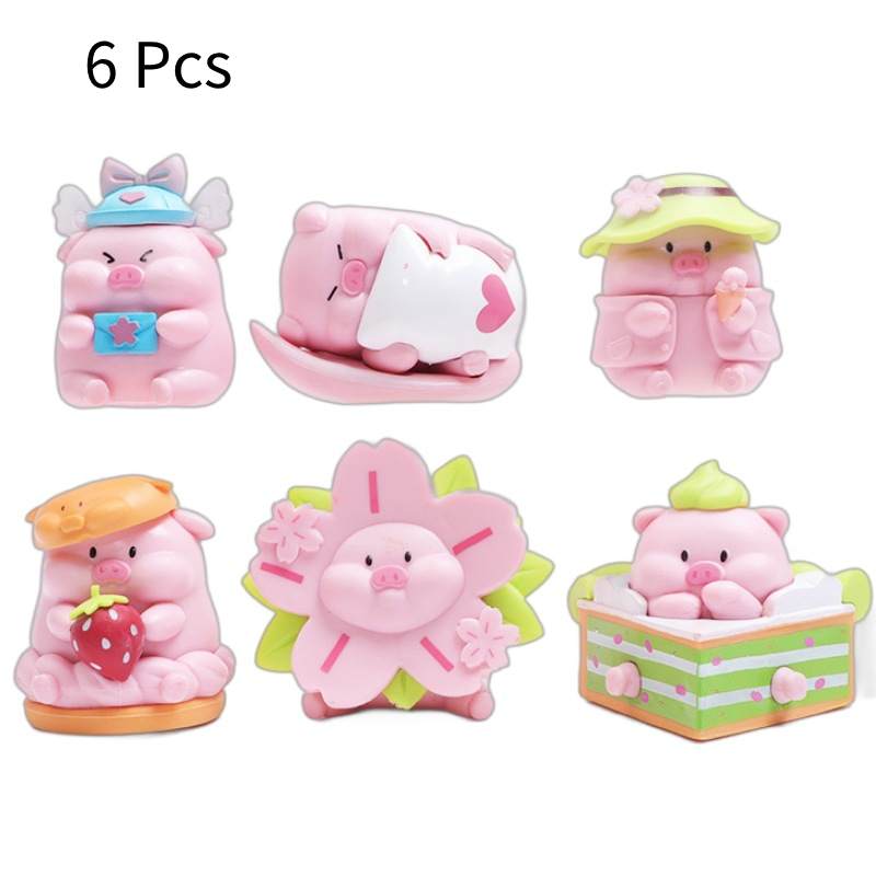 

Pig 6pcs Sakura Toy Models Doll Pink Decoration Plastic Loveliness Material