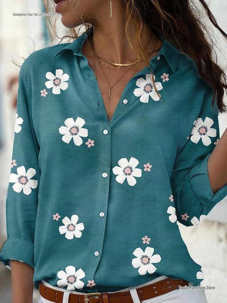 Spring & Summer Women's Long Sleeve Loose Printed Shirt