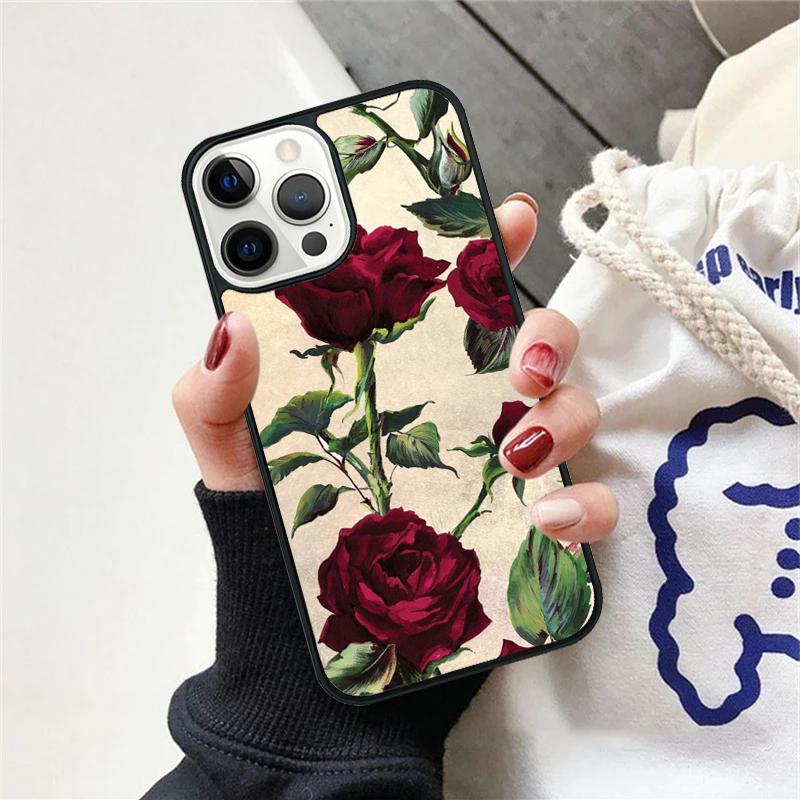 Red Roses Floral Phone Case For iPhone 17 Air 15 16 Cover  11 13 14 Pro Max 12 Plus Max Fundas