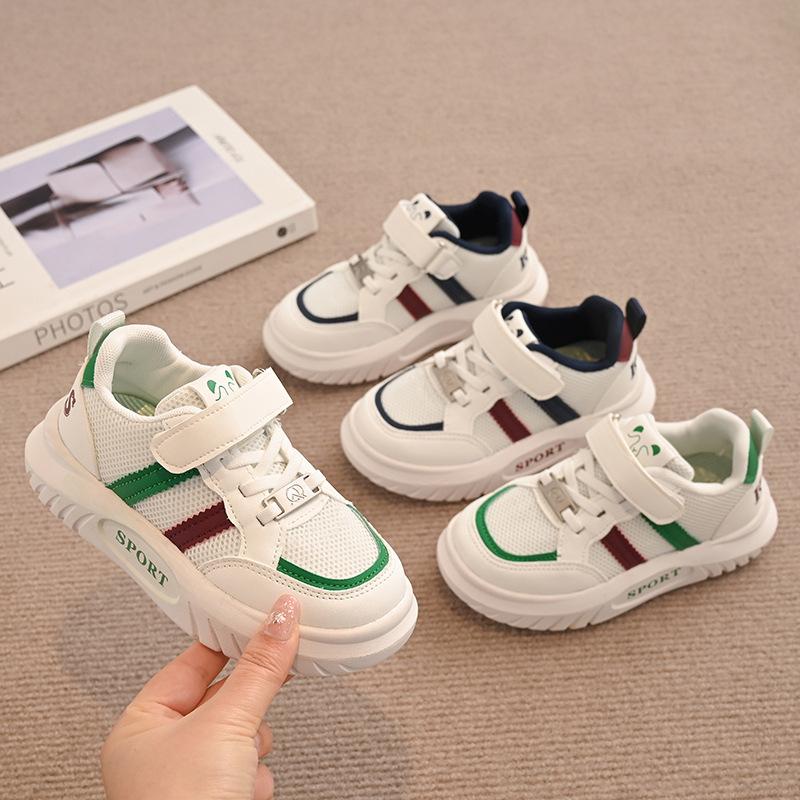Children's shoes 2025 spring new boys platform sports shoes girls casual Velcro white shoes medium and large children's board shoes