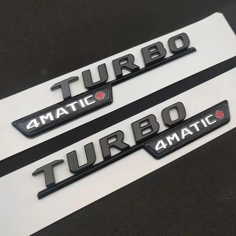 1Pc ABS TURBO 4MATIC Car Trunk Letters Emblem Badge Logo Stickers Accessories For A 35 45 AMG W177 W176 A35 A45 A45S