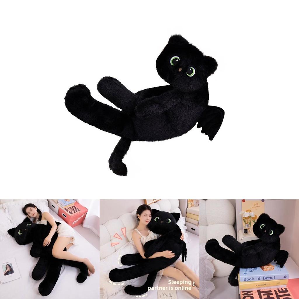 Black Cat Plush Pillow Large Soft Toy For Bedside Decor And Gift Idea