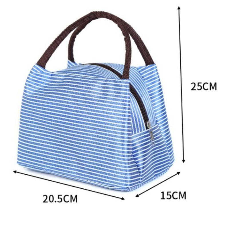 1pcs Striped Lunch Insulated Bag Oxford Cloth Waterproof Large-Capacity Bento Storage Pouch for Food & Lunch Box Carrying