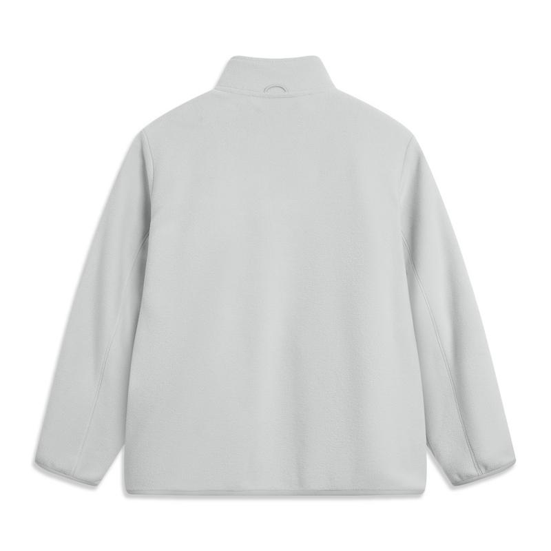 Li Ning Velvet Jackets Men's Crystal Gray Stand Collar Thickened AWDV825-3